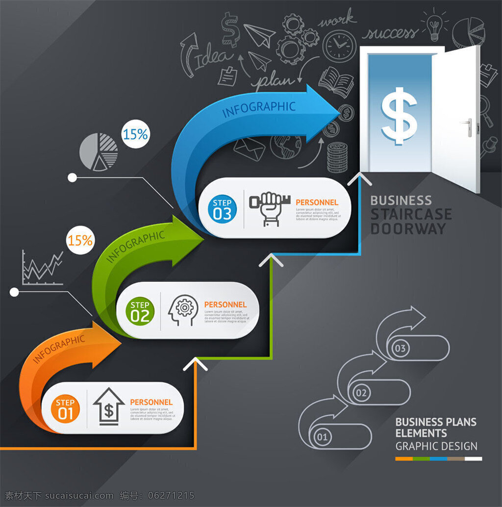 台阶箭头图表 台阶 箭头 图表 彩色图表 阶梯 大门 成功之门 矢量