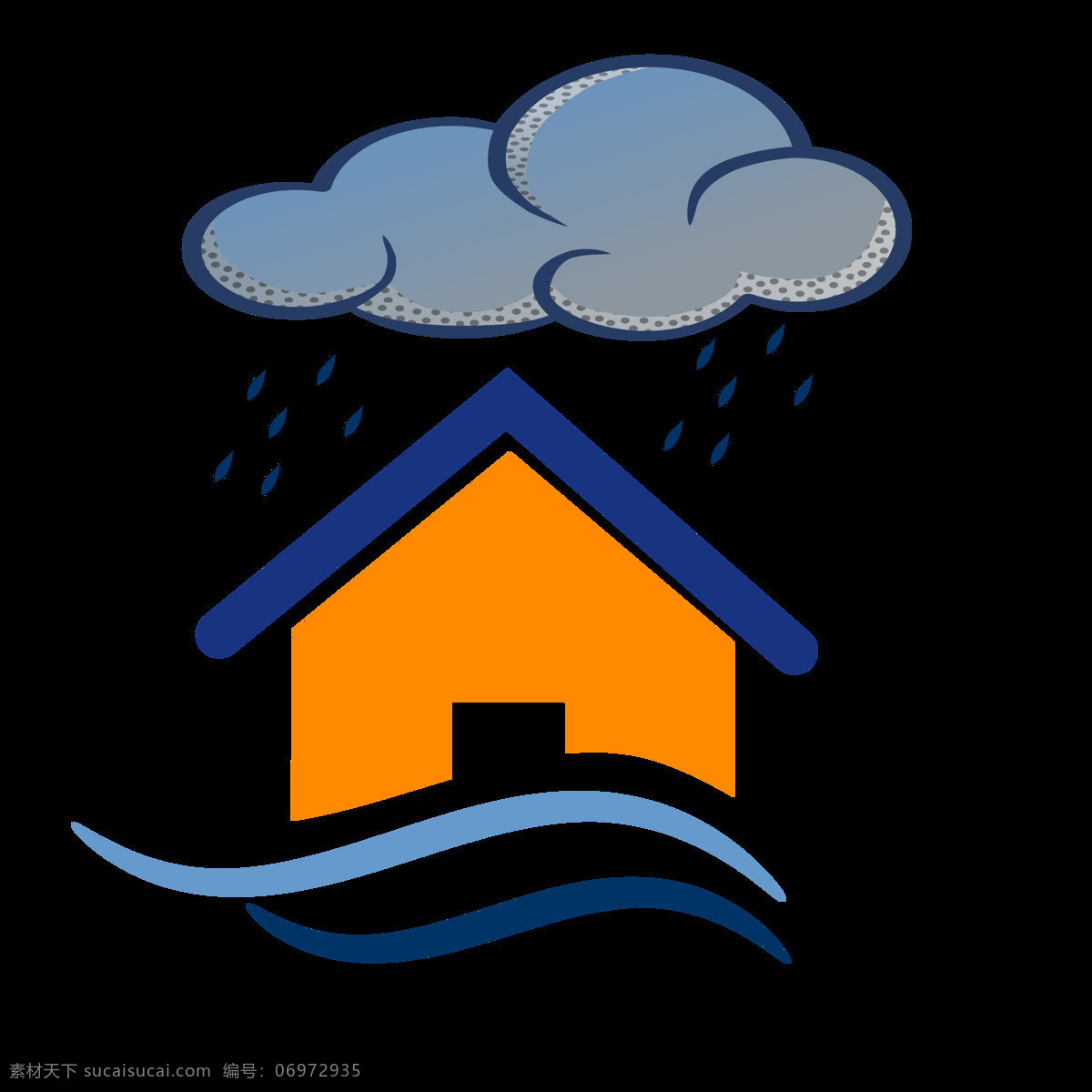 卡通 雷雨 图标 元素 png元素 标志 免抠元素 天气 透明素材