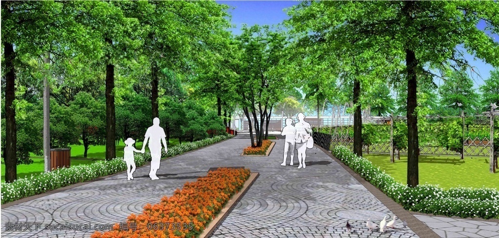 道路 景观 空间设计 道路景观 su景观效果 生活性景观 绿化景观 行道树设计 植物设计 一点透视 景观序列 铺装设计 开敞空间 景观意向 共享作品 环境设计 景观设计