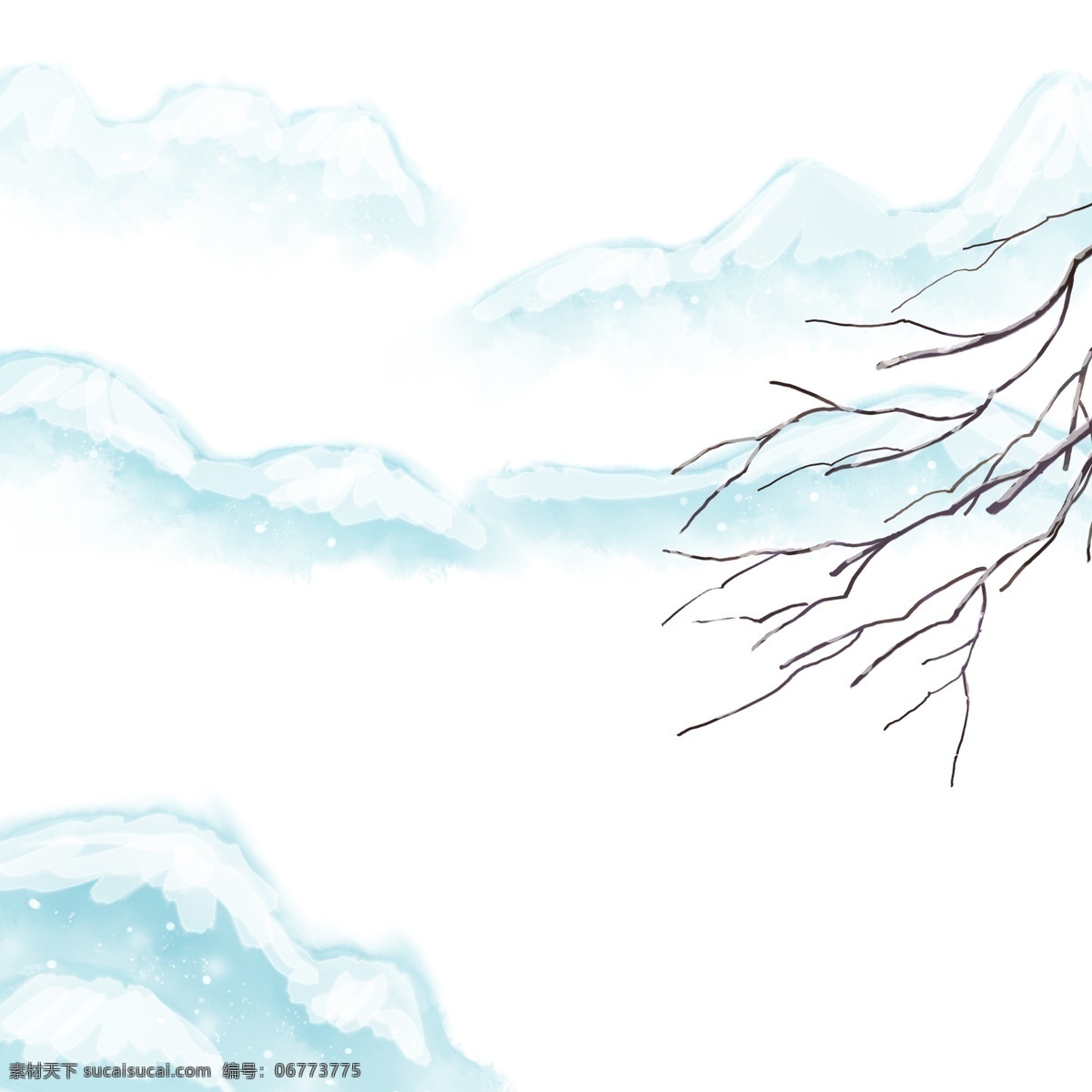 卡通 手绘 中国 风 覆盖 雪 山峰 卡通手绘 中国风 水彩 水墨 小清新 唯美 冬天 冬季 覆盖雪的山峰 覆盖雪的树枝