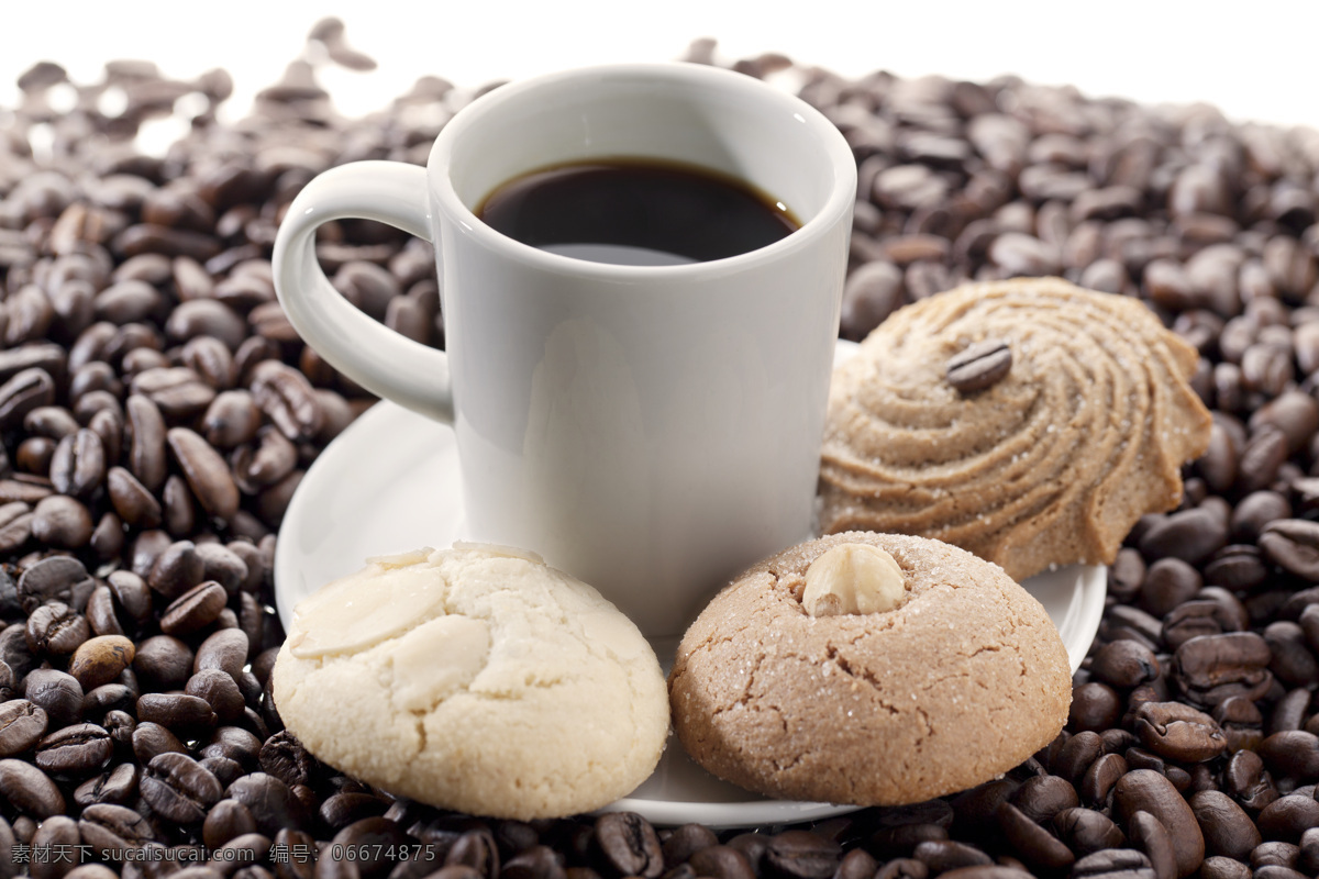 咖啡 黑咖啡 饼干 曲奇饼 咖啡豆 牛油 面粉 饮料 咖啡杯 杯子 甜点 下午茶 饮料酒水 餐饮美食