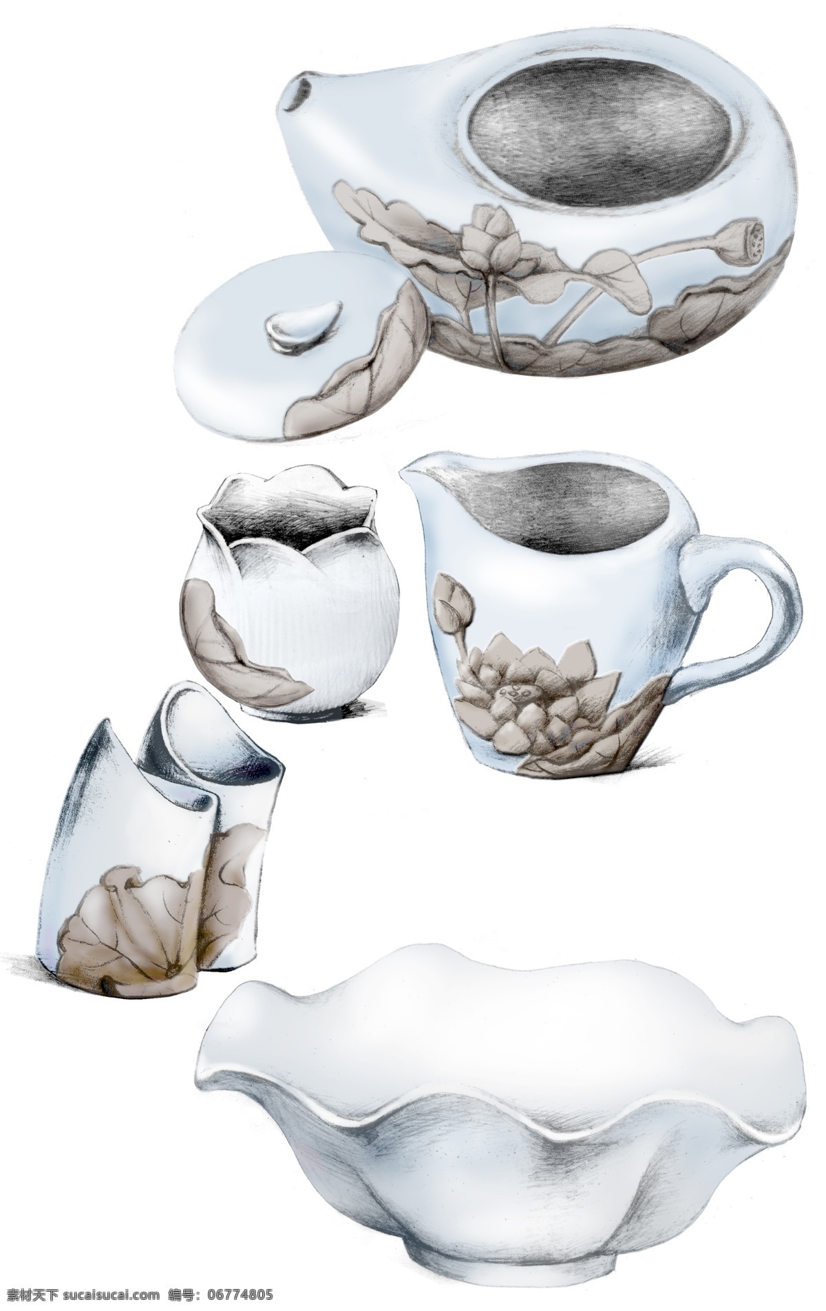 茶具 分层 杯子 茶具设计 源文件 模板下载 佛手茶具 茶海 矢量图 日常生活