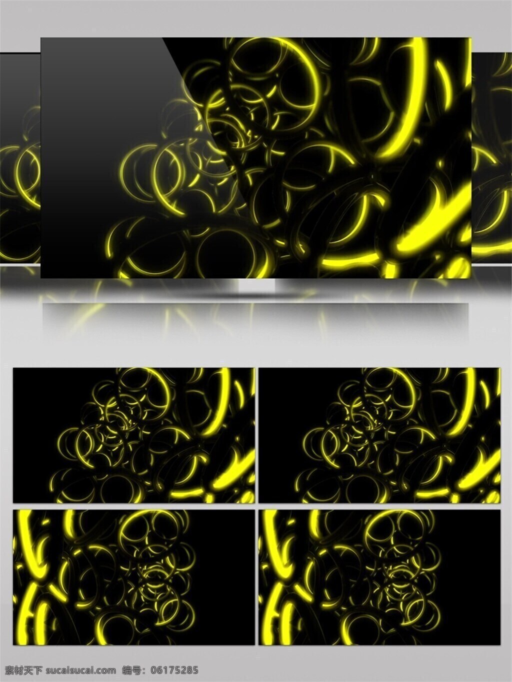 黄色 圆环 堆积 高清 视频 科技感 视频素材 动态视频素材