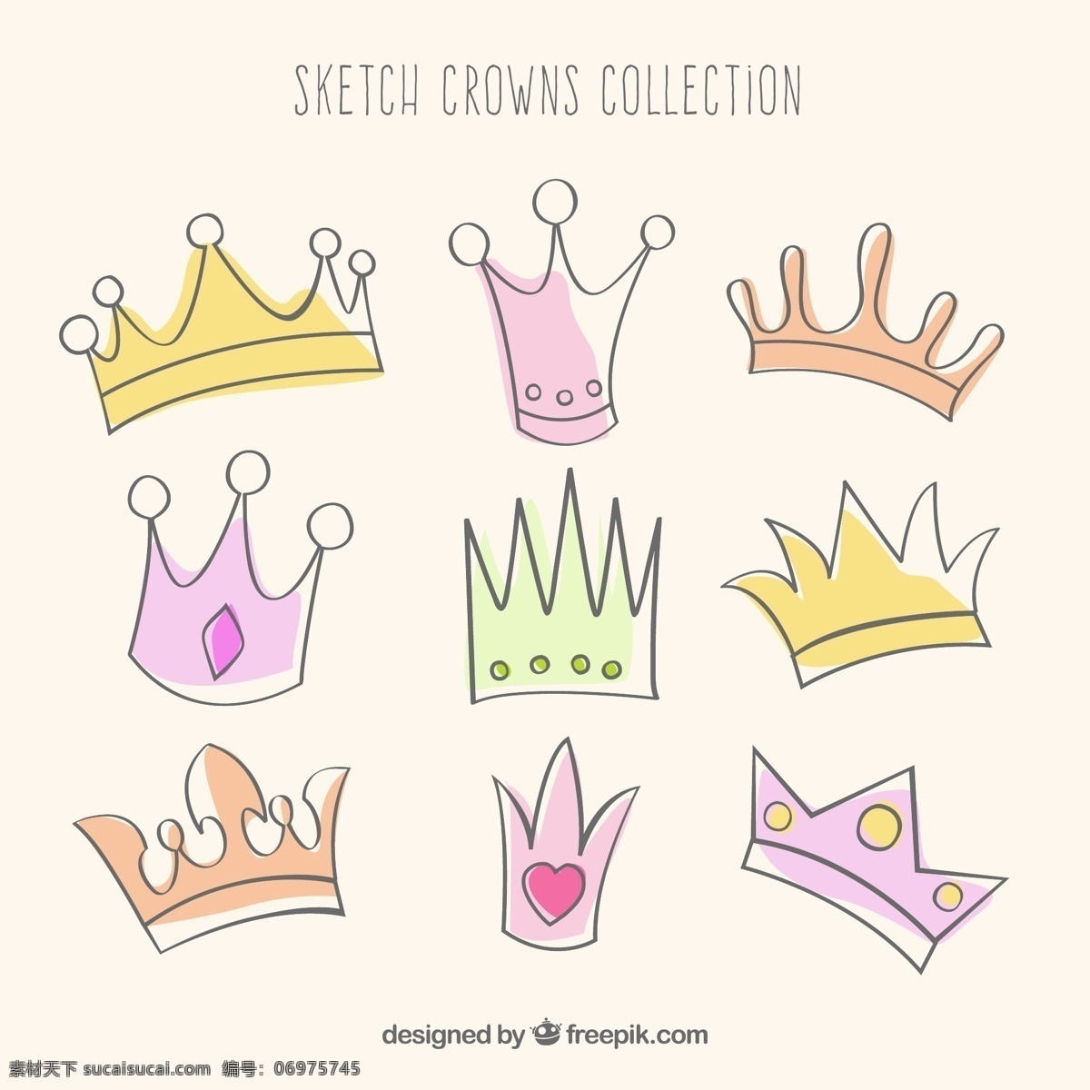 彩绘 王冠 矢量 王冠设计 矢量素材 可爱 卡通
