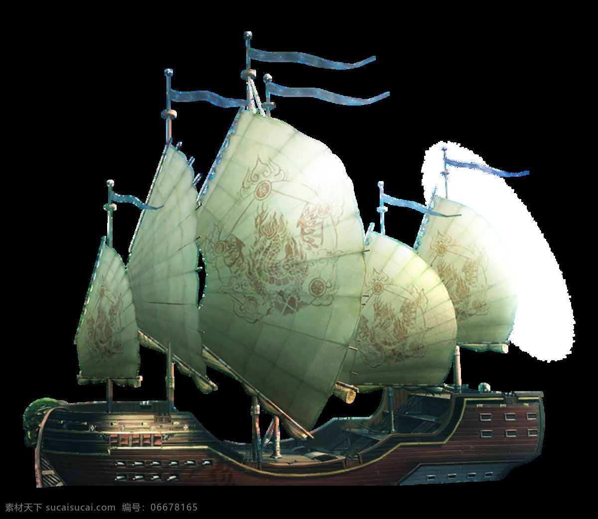 卡通 帆船 插画 元素 png元素 海报 免抠元素 透明元素 游戏元素