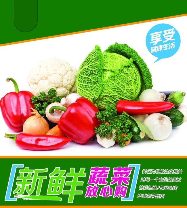 超市 蔬菜 宣传 橱窗 海报 新鲜蔬菜 享受健康生活 绿色 超市宣传 白色