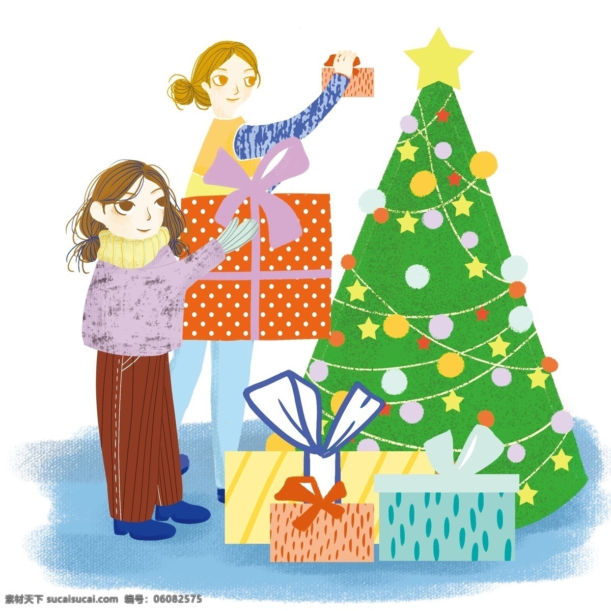 卡通 手绘 圣诞节 收到 礼物 美丽 女孩 创意海报 创意 创意设计 卡通手绘 水彩 彩色 海报 节日 收到礼物 开心