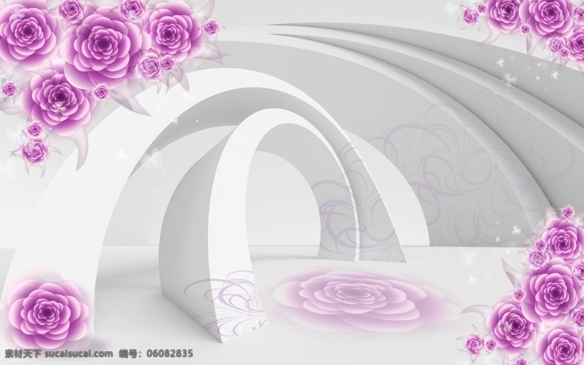 3d空间玫瑰 3d 立体 户型 空间 粉红色 玫瑰 花卉 紫色 紫色玫瑰 花藤 分层 电视背景墙 装饰画 背景墙系列