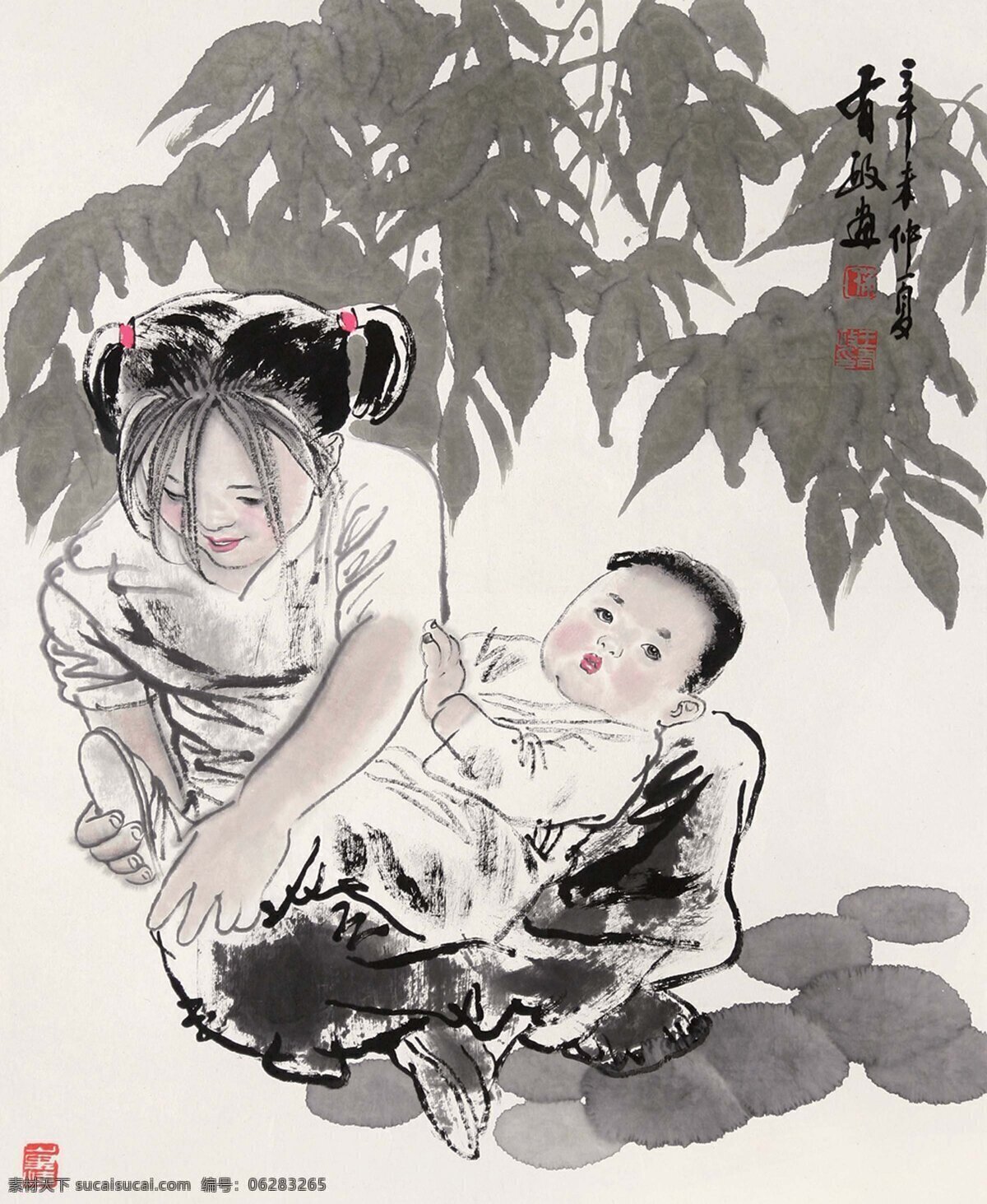 草 传统文化 大图 高清 工笔 国画 花 绘画 姐弟设计素材 姐弟模板下载 姐弟 女孩 男孩 王有政 印章 书法 艺术 名家工笔仕女 绘画书法 文化艺术 家居装饰素材 雕刻 图案