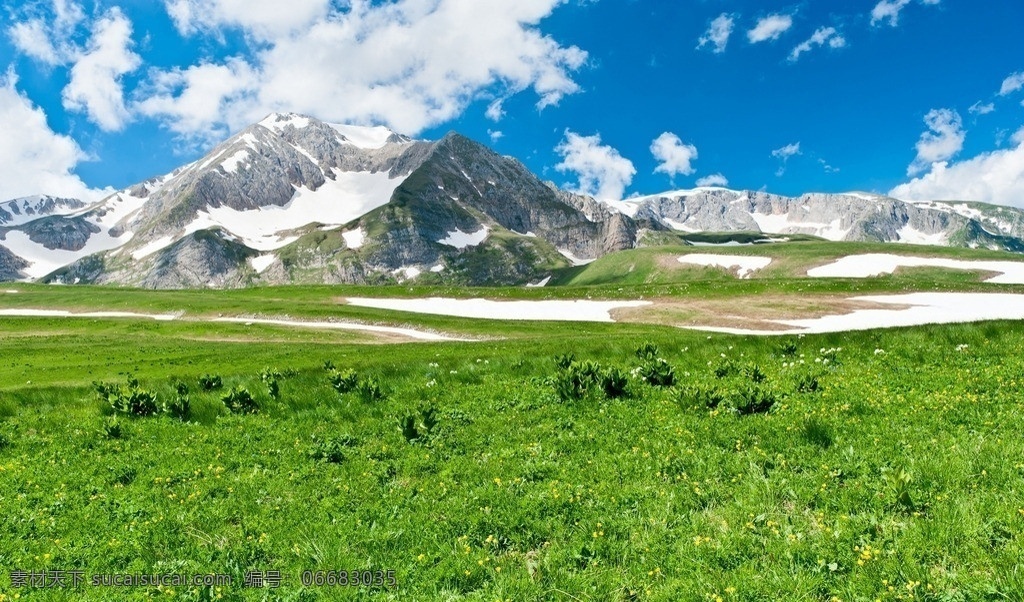 草地 山峰 蓝天 草原 花海 青山 山坡 牧场 风景 山水 远山 雪山 冰山 群山 山峦 天空 白云 自然景观 山水风景 摄影图库 自然风景