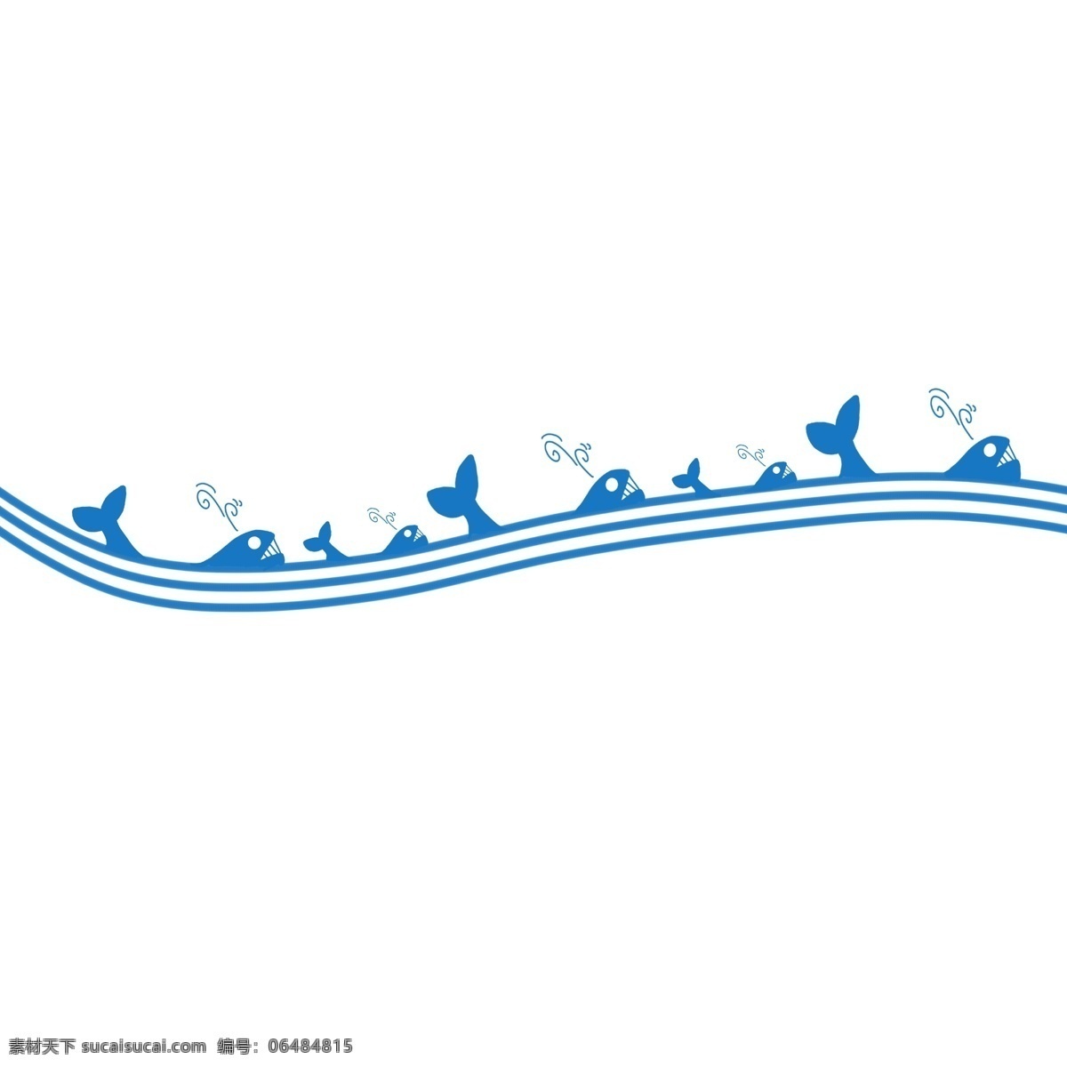小鱼 分割线 手绘 插画 蓝色的分割线 小鱼分割线 创意分割线 立体分割线 可爱的分割线 动物分割线