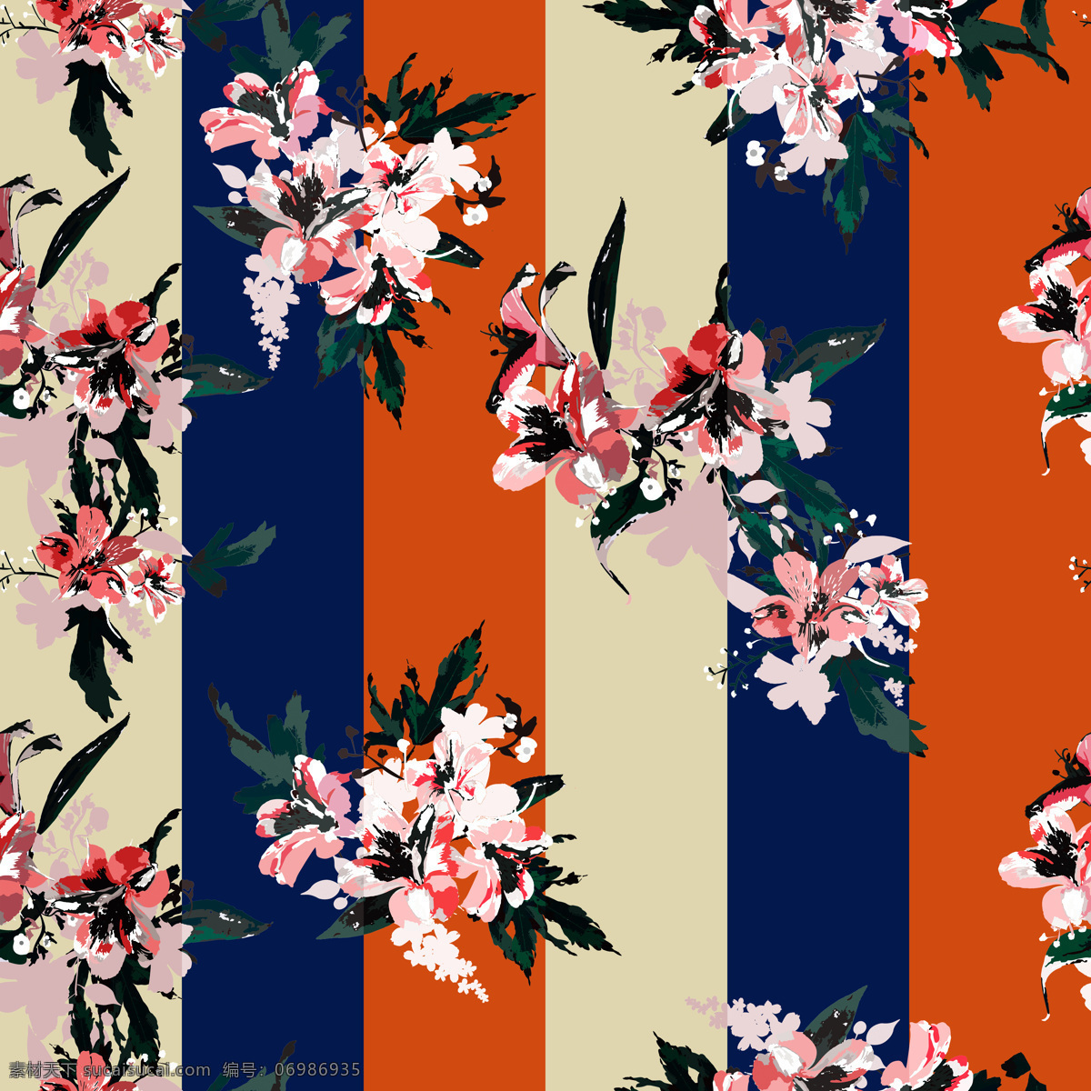 数码印花 无缝拼接 花卉 抽象 高清