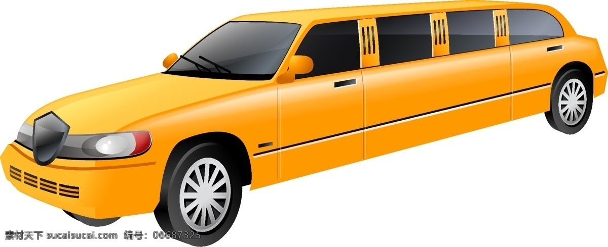 矢量 黄色 豪华 加长 私家车 透明元素 ai元素 免抠元素