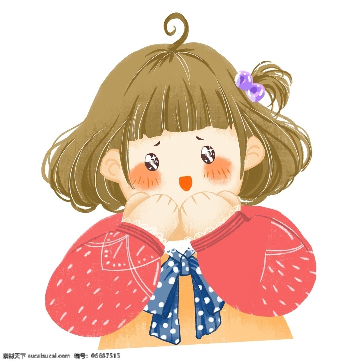 卡通 可爱 小女孩 人物 商用 元素 彩色 插画 小孩 彩绘 女孩 儿童