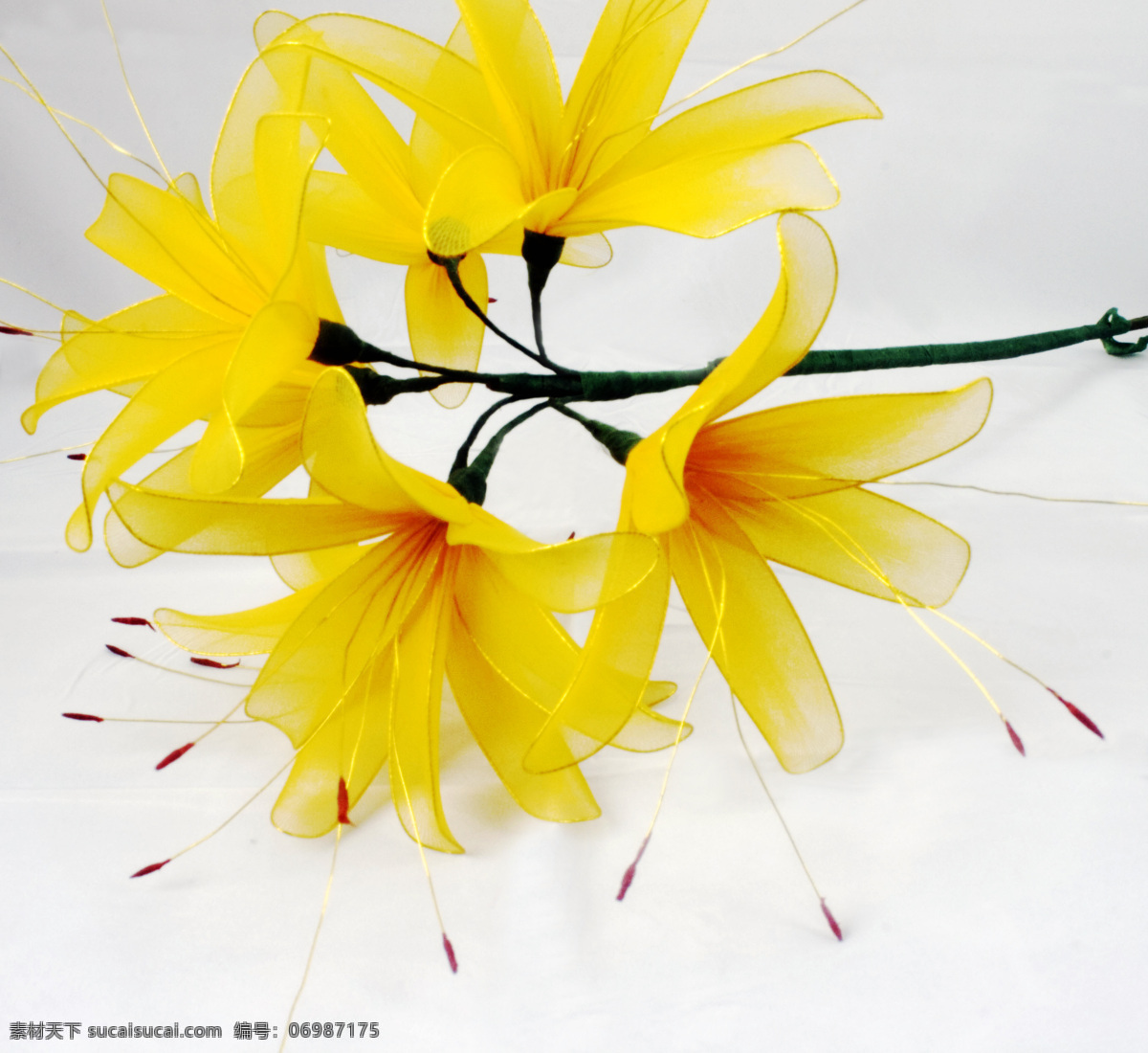 丝网花 手工制作 百合 黄色的花 丝质 花草 生物世界