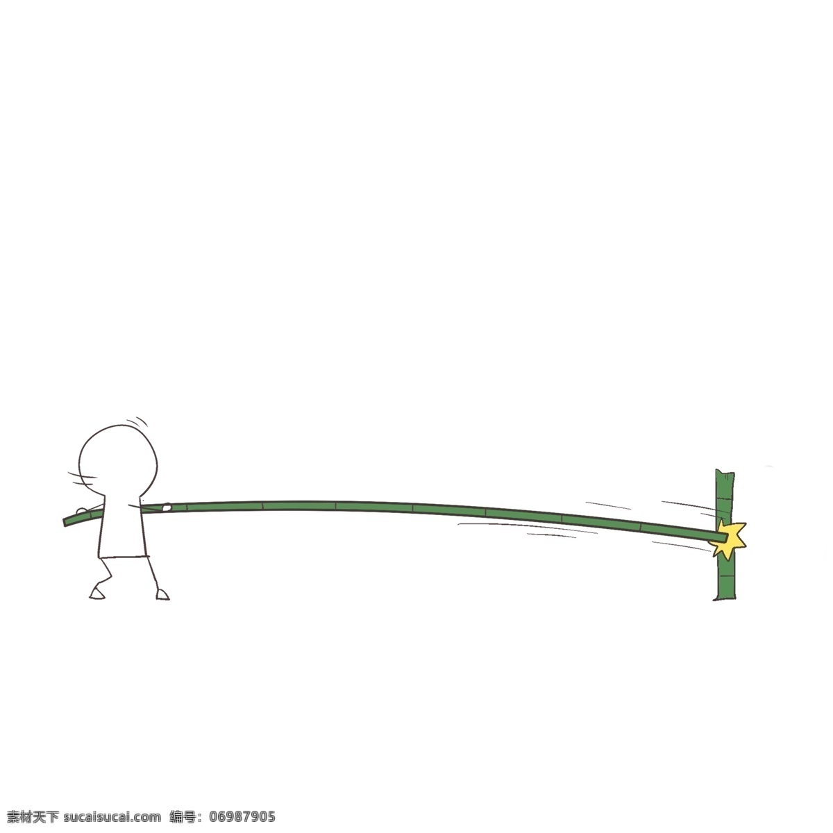 手绘 竹子 分割线 插画 绿色的竹子 折断的竹子 卡通插画 手绘动物插画 小物分割线 白色的小人