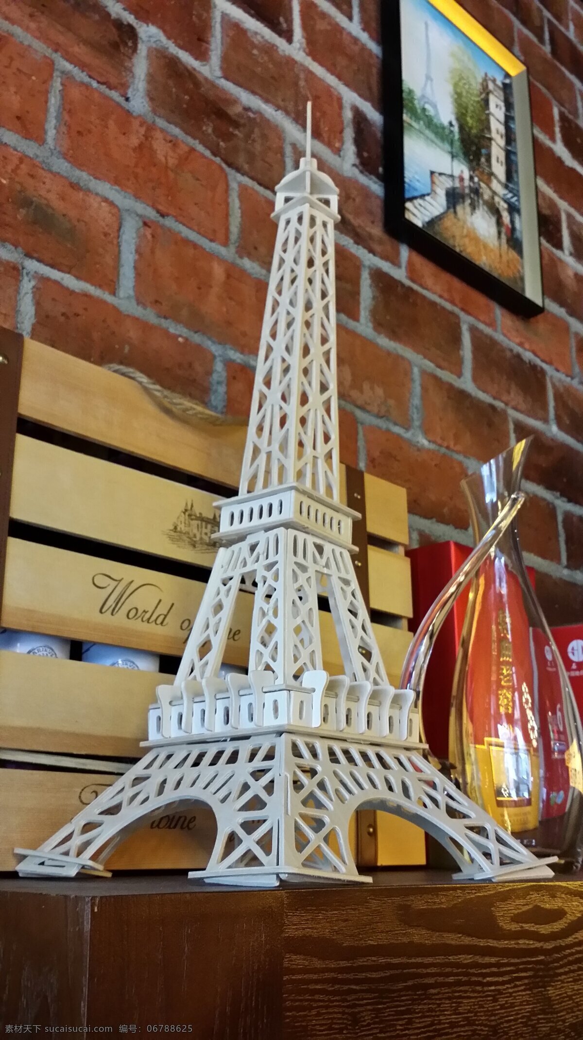 巴黎铁塔 手工 红砖背景 欧美装修 酒庄 文化艺术 节日庆祝