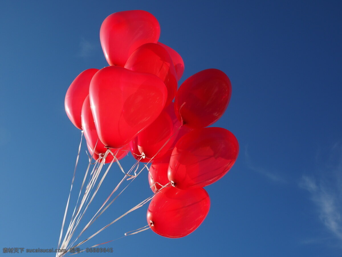 红色 气球 高清 红气球 红色气球 唯美气球 心形气球 氢气球