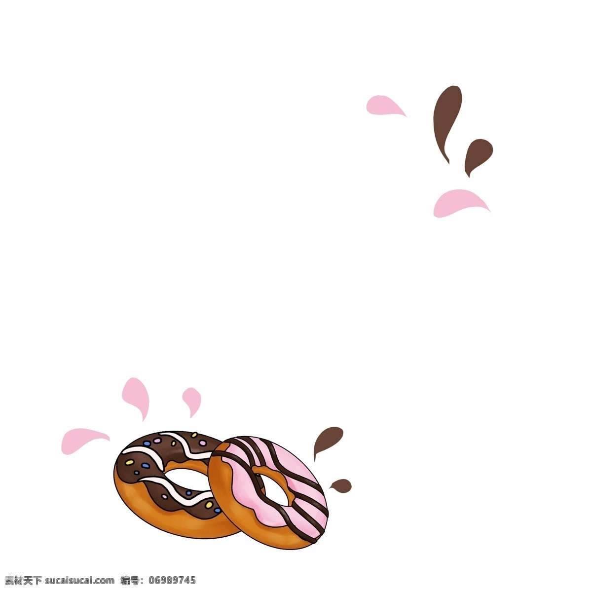 圆形 甜甜 圈 美食 相框 圆形相框 甜甜圈相框 美食相框 插图 插画 两个 巧克力甜甜圈