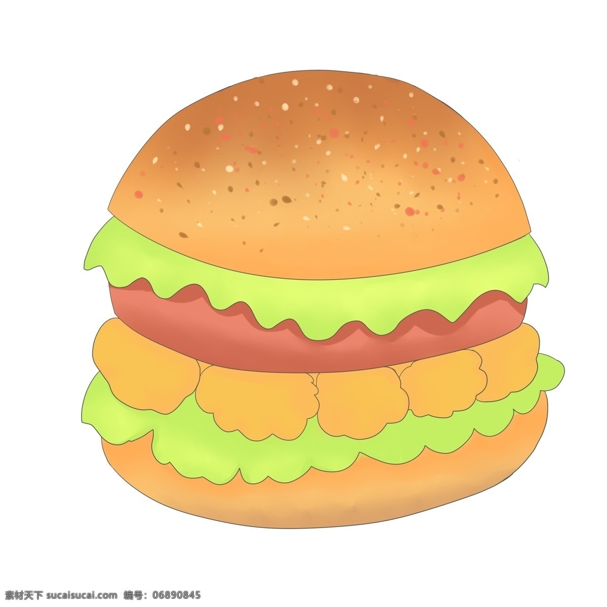 卡通 美味 汉堡 插画 食物 快餐 卡通快餐插画 食物插画 美味的汉堡 汉堡包 精美的食物 汉堡插画