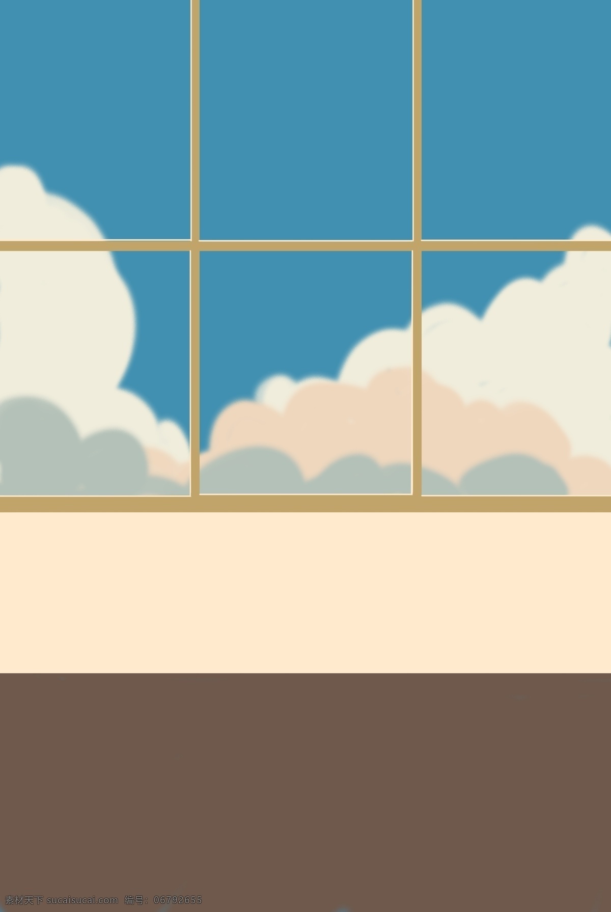 卡通 室内 大 玻璃窗 背景 蓝天 白云背景 室内背景 窗户 家中背景 天空 云朵 柔软 方格玻璃 简约背景 卡通背景