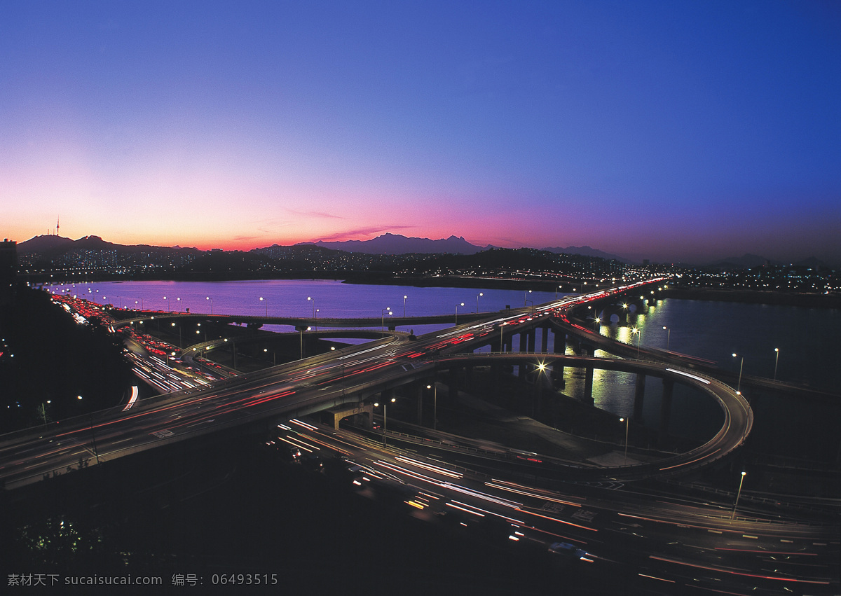 韩国首尔城市 城市道路 桥梁 城市 建筑 城市建筑 城市公路 自然景观 建筑景观
