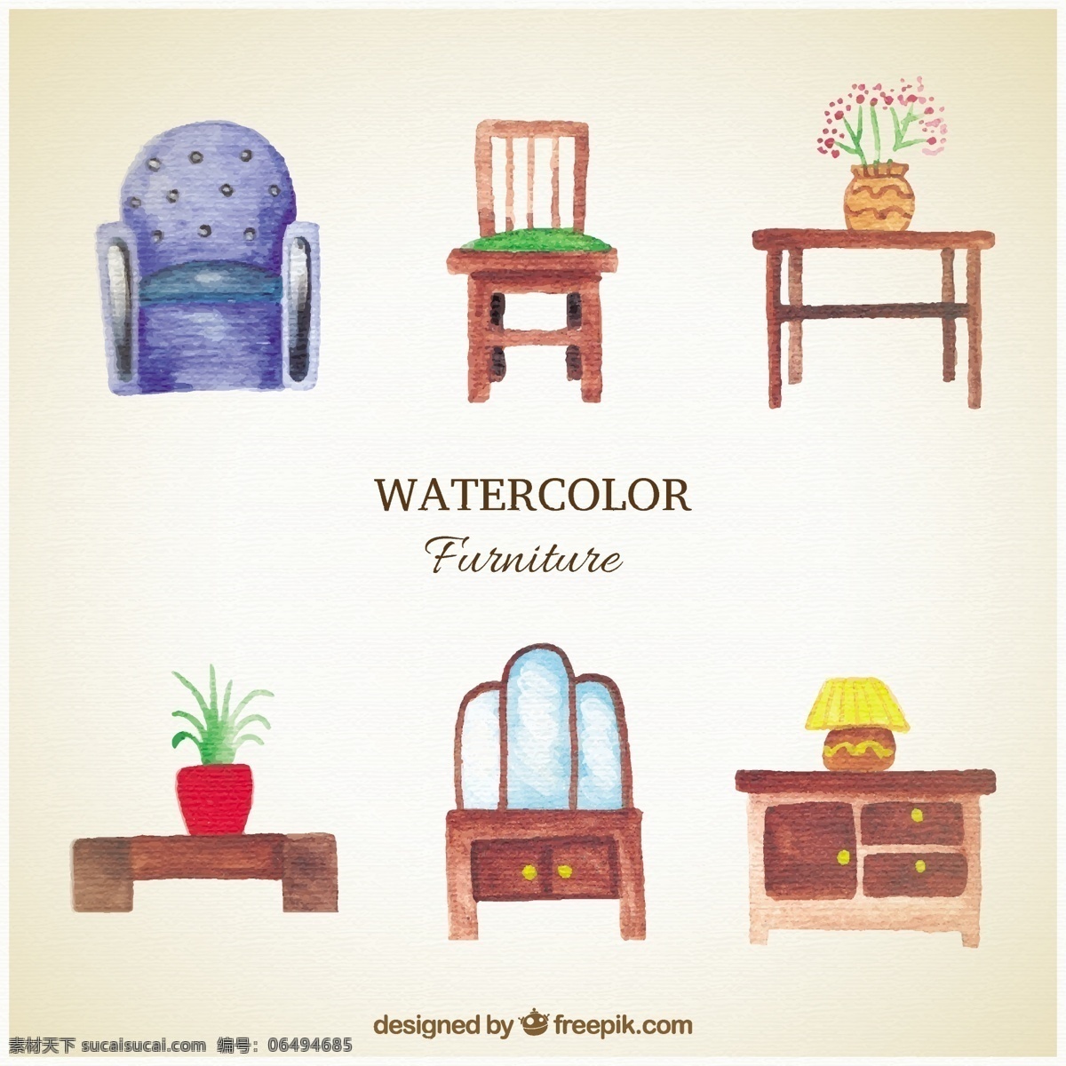 水彩 家具 多样性 采购产品水彩 房子 手 家 油漆 桌子 装饰 书桌 椅子 沙发 手绘 家庭装饰 多样 抽屉