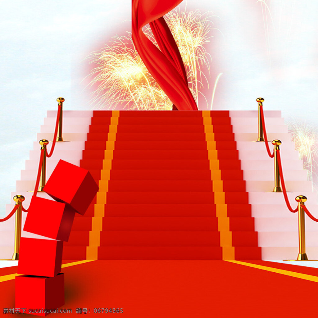 喜庆 节日 红 地毯 礼包 背景 红地毯 红色