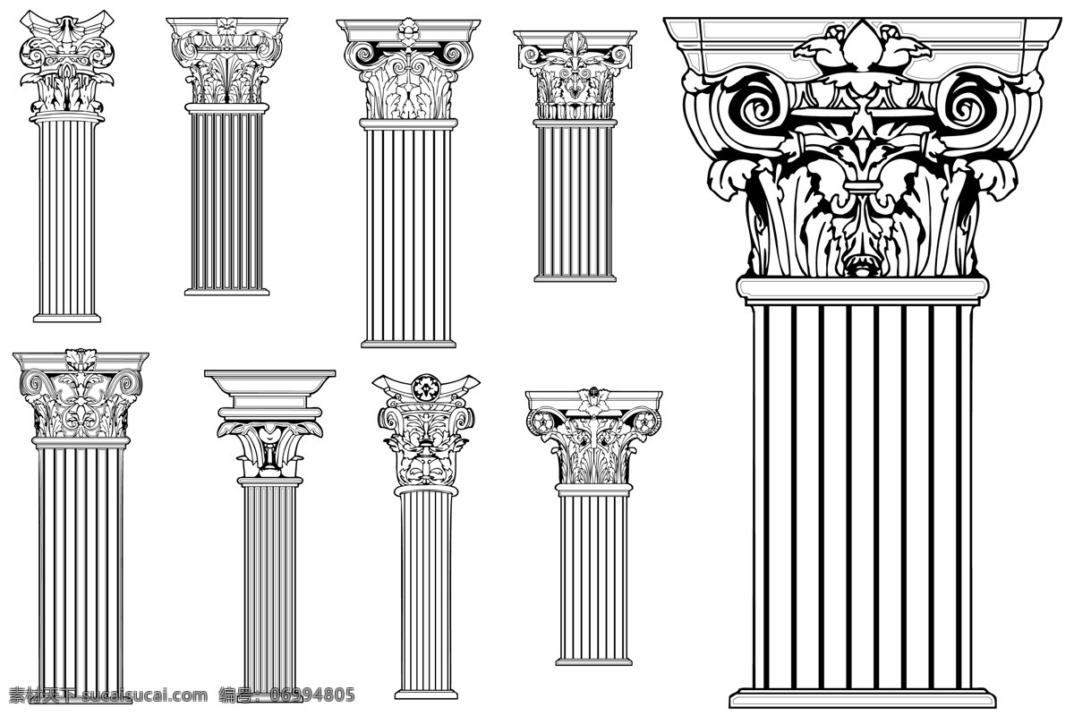 罗马柱 欧式罗马柱 罗马柱矢量 装饰框 欧式框 框