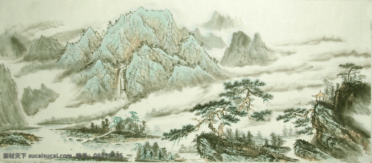 背景 背景设计 壁画 大好河山 风景画 绘画书法 山水 山水画 设计素材 模板下载 字体设计 祖国 远景 优美景色 中堂壁画 油画 文化艺术 装饰素材