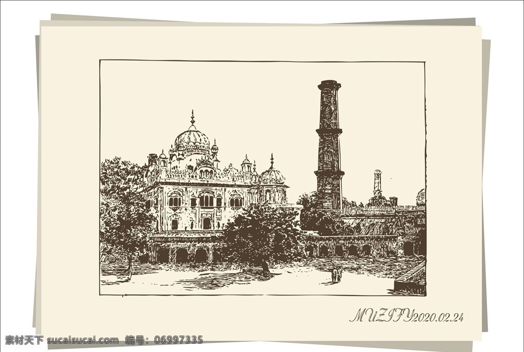 圆顶 建筑物 装饰画 手绘 稿 圆顶建筑物 高塔 手绘稿 素描 写生 素描画 自然景观 建筑园林