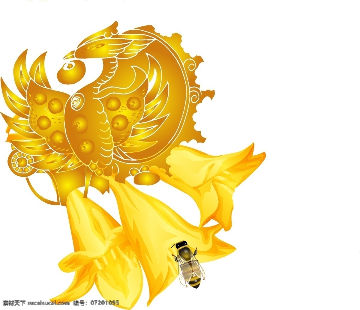 印花 矢量图 t恤图案 凤凰 服装图案 黄色 印花矢量图 面料图库 服装设计 图案花型