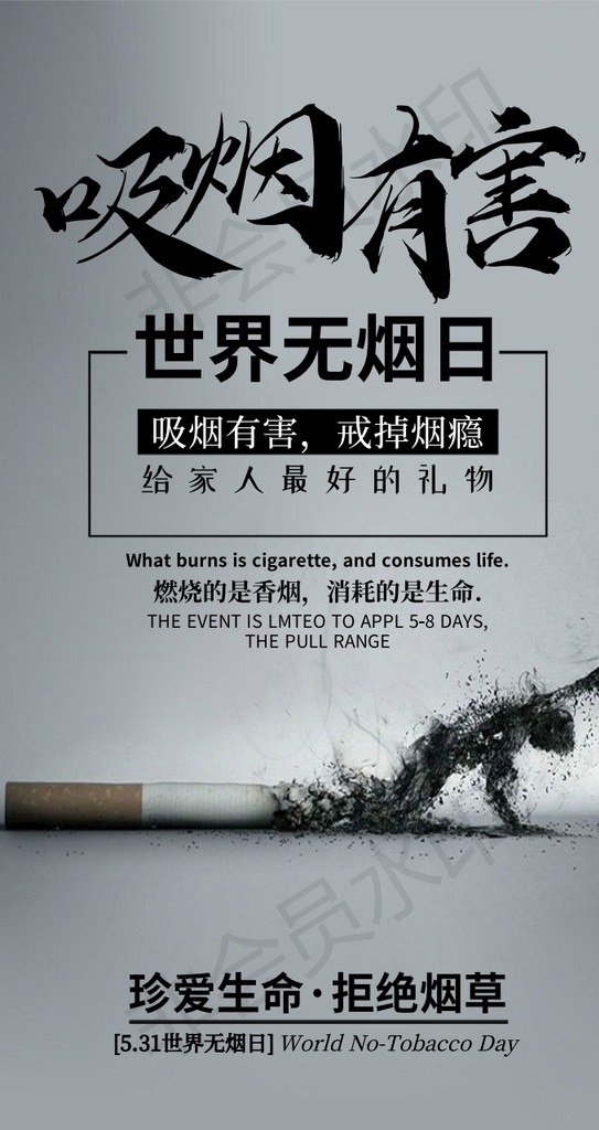 禁烟 世界无烟日 海报 吸烟有害健康 拒绝吸烟 珍爱生命 pdf