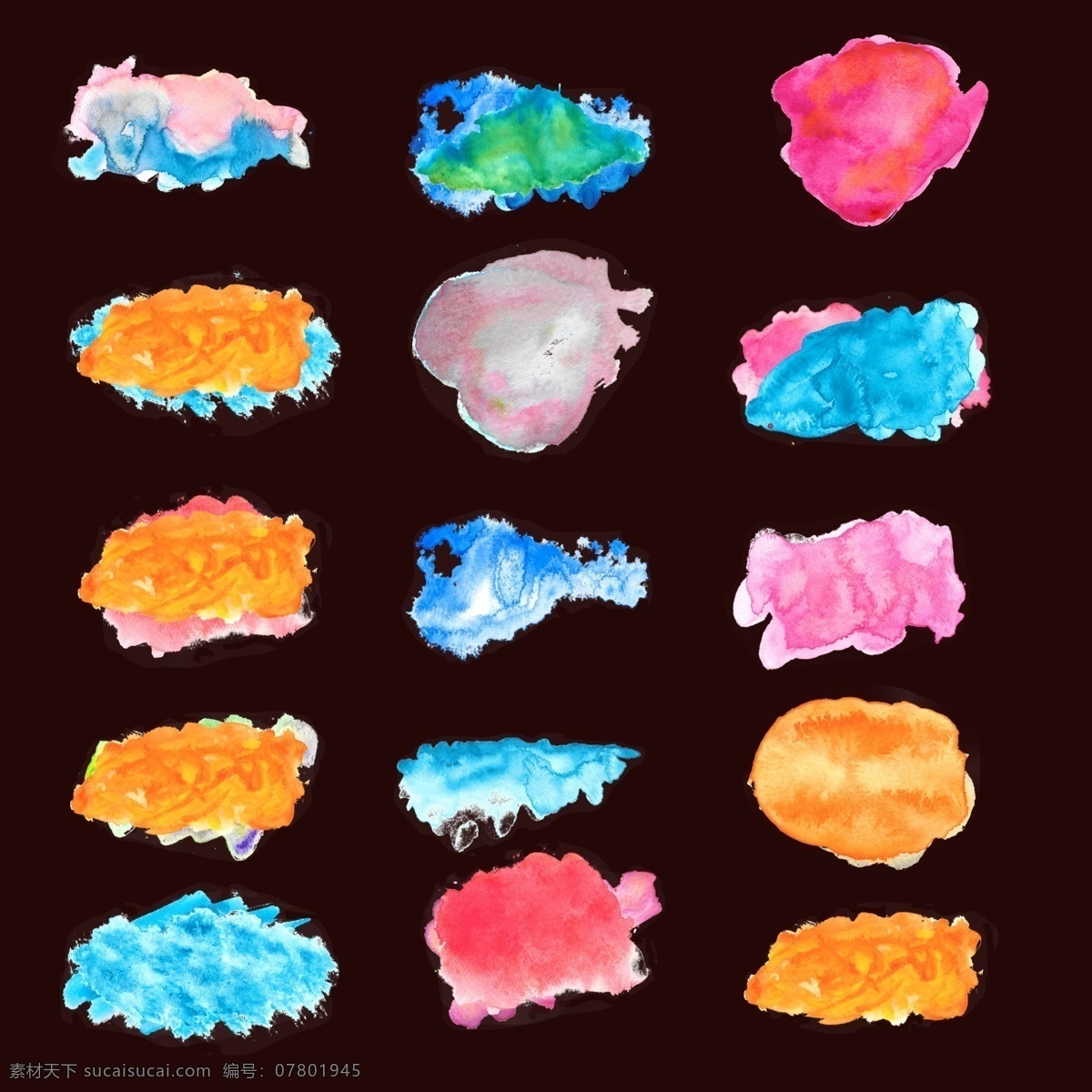 墨汁笔刷 五彩斑斓 渐变笔刷 烟雾笔刷 彩色的 渐变色 矢量图 插画 海报 渐变 笔刷 紫色 雾气