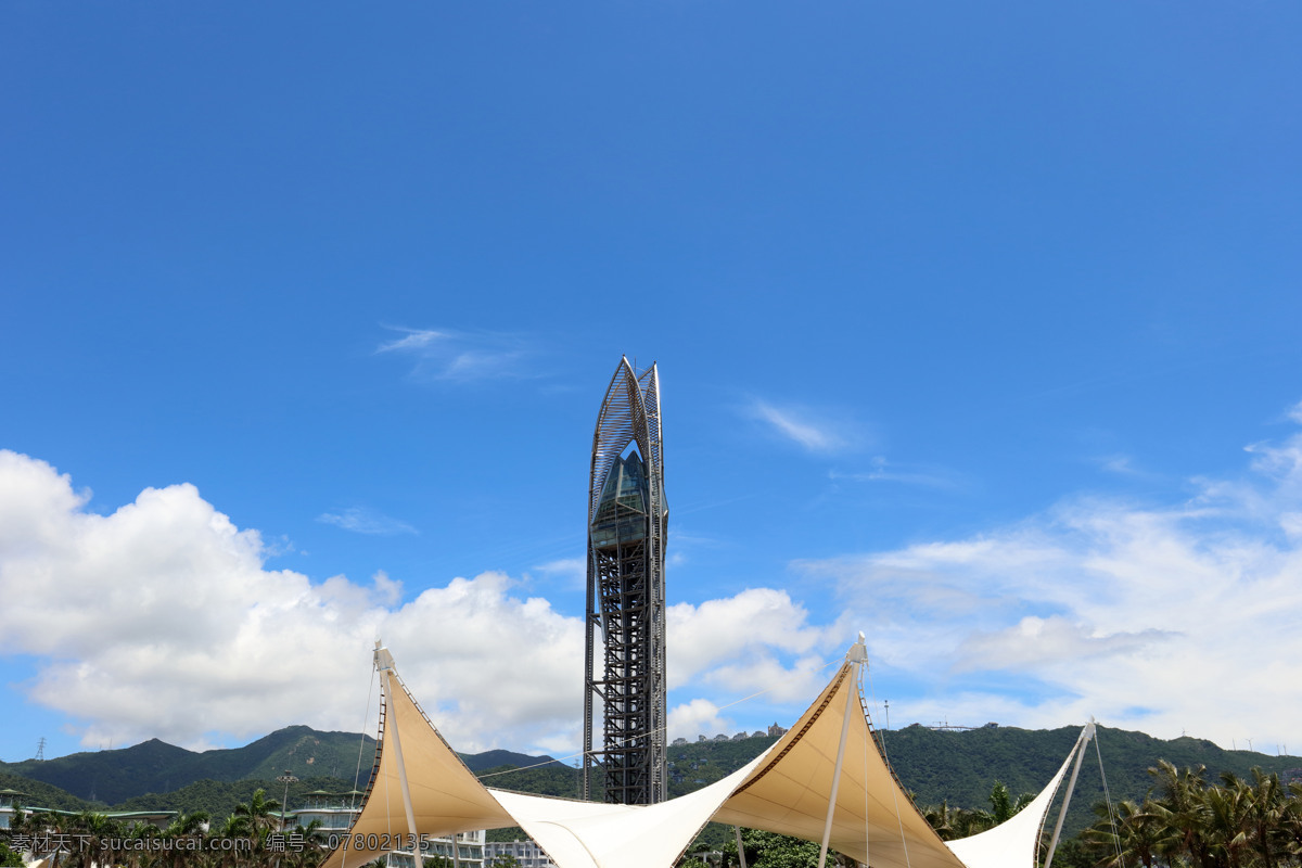 深圳 大 梅沙 愿 望塔 大梅沙 愿望塔 建筑 铁塔 蓝天白云 帐篷 旅游摄影 国内旅游