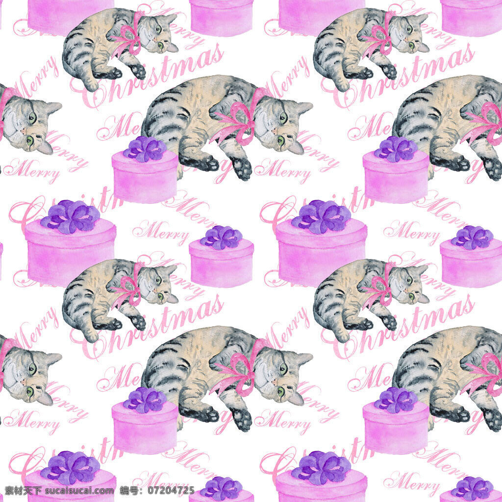 水彩 礼物 猫咪 背景 广告 背景素材 素材免费下载 紫色