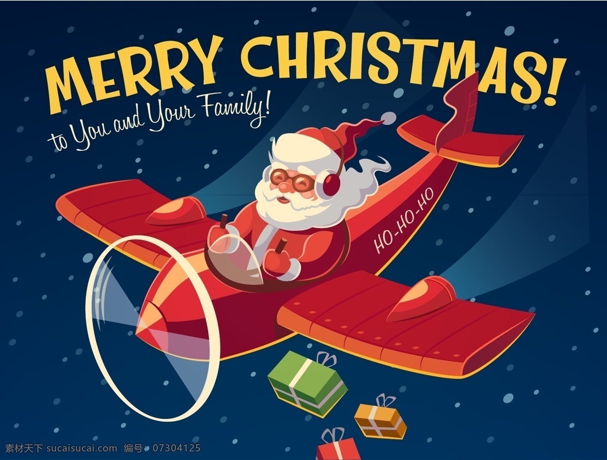 卡通 圣诞老人 麋鹿 礼物礼包 梦幻光斑 圣诞节海报 矢量 高清图片