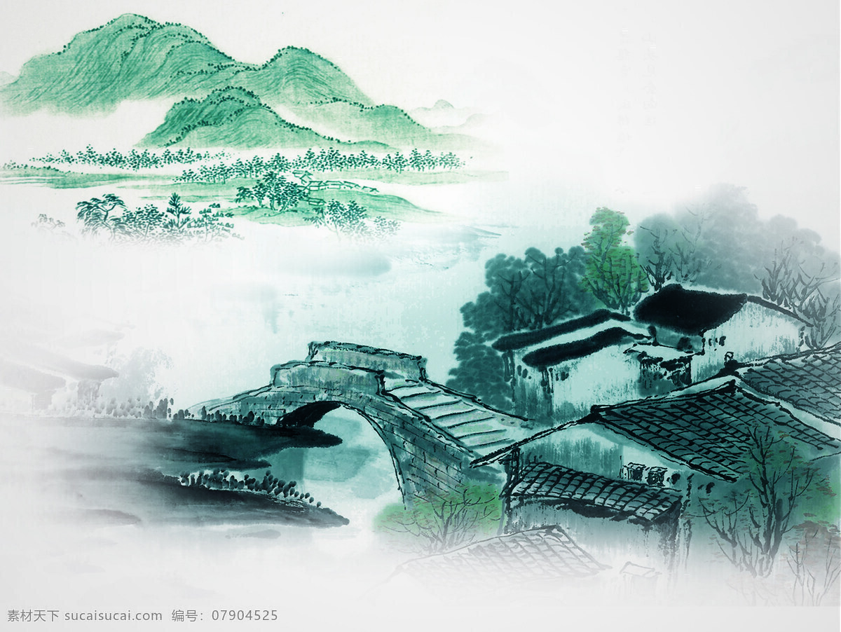 水墨山水 水墨 山水 毛笔 中国画 中国风 古风 文化艺术 传统文化