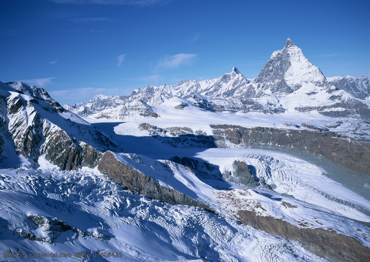 雪山 群山 高山 蓝天白云 冰川 自然景观 自然风景