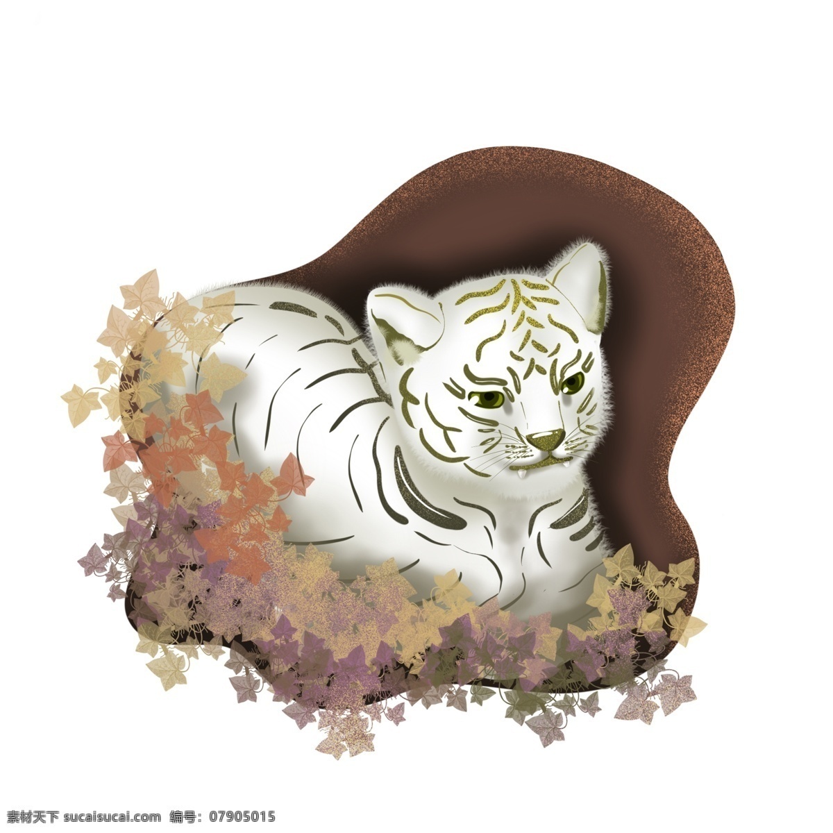白虎 珍稀 保护 动物 稀有 灭绝 国家级 卡通 老虎 珍惜 手绘 食肉 可爱