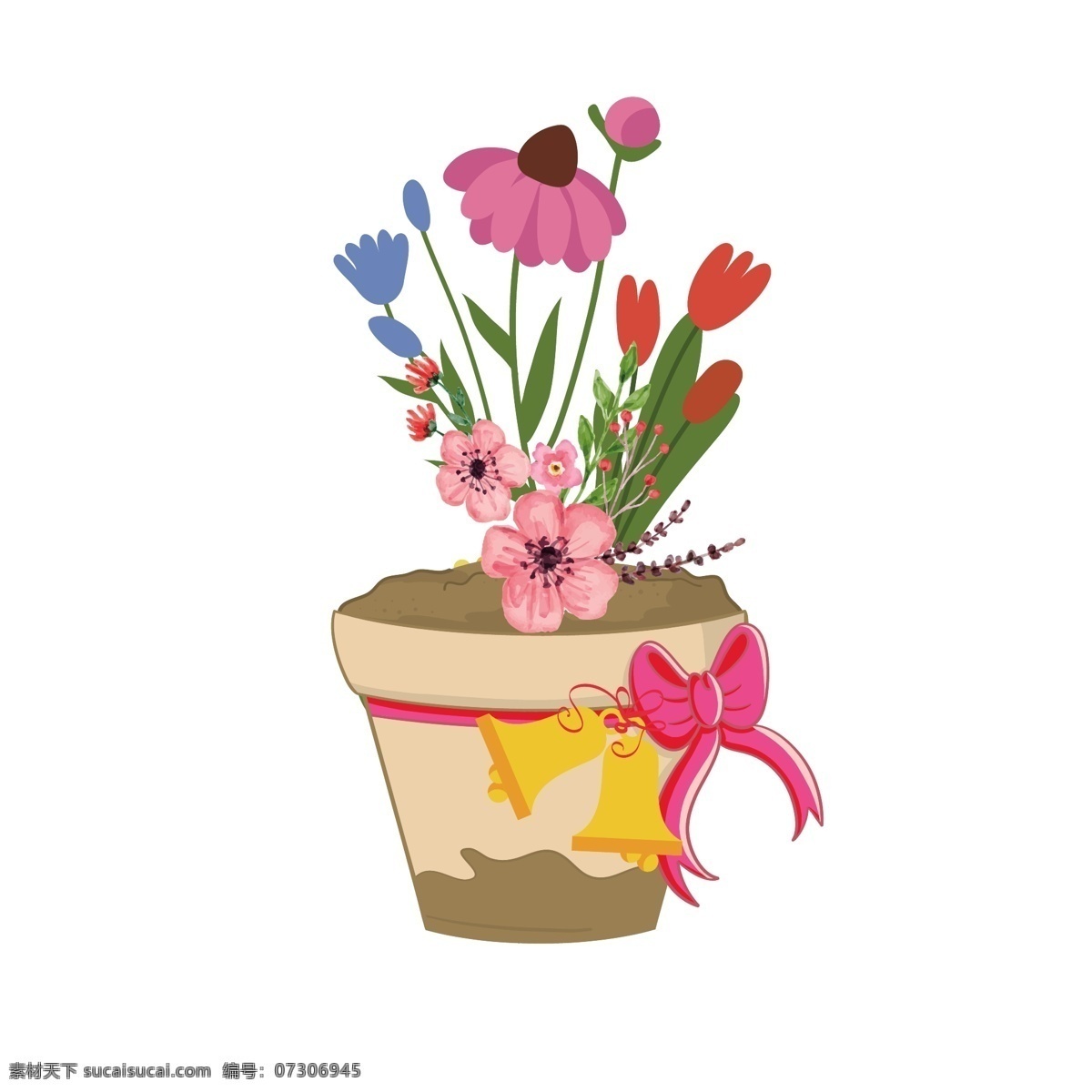 手绘 漂亮 鲜花 盆栽 植物 元素 矢量花 手绘花 叶子 绿叶 花 矢量植物 矢量鲜花 矢量元素 装饰元素 设计元素 元素设计 元素装饰 绿植