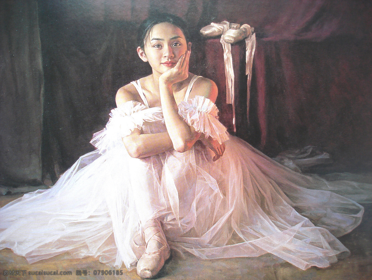 美丽 女孩 油画 美丽女孩油画 跳 芭蕾舞 高清 装饰素材