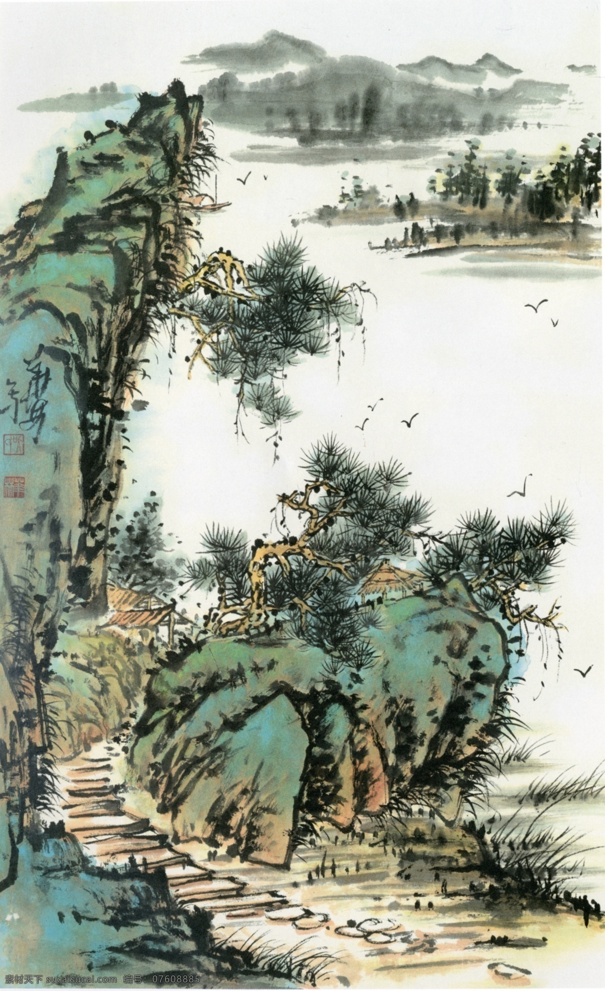 青绿山水 山水国画 绘画书法 文化艺术