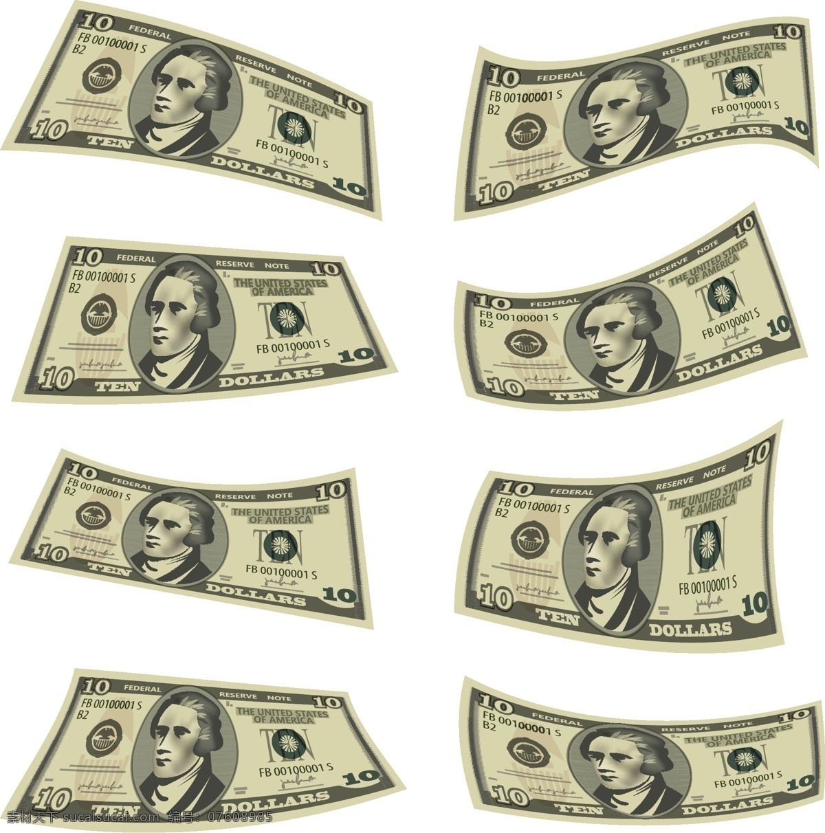 美元免费下载 钞票 金融货币 美金 美元 商务金融 手绘 矢量 矢量图