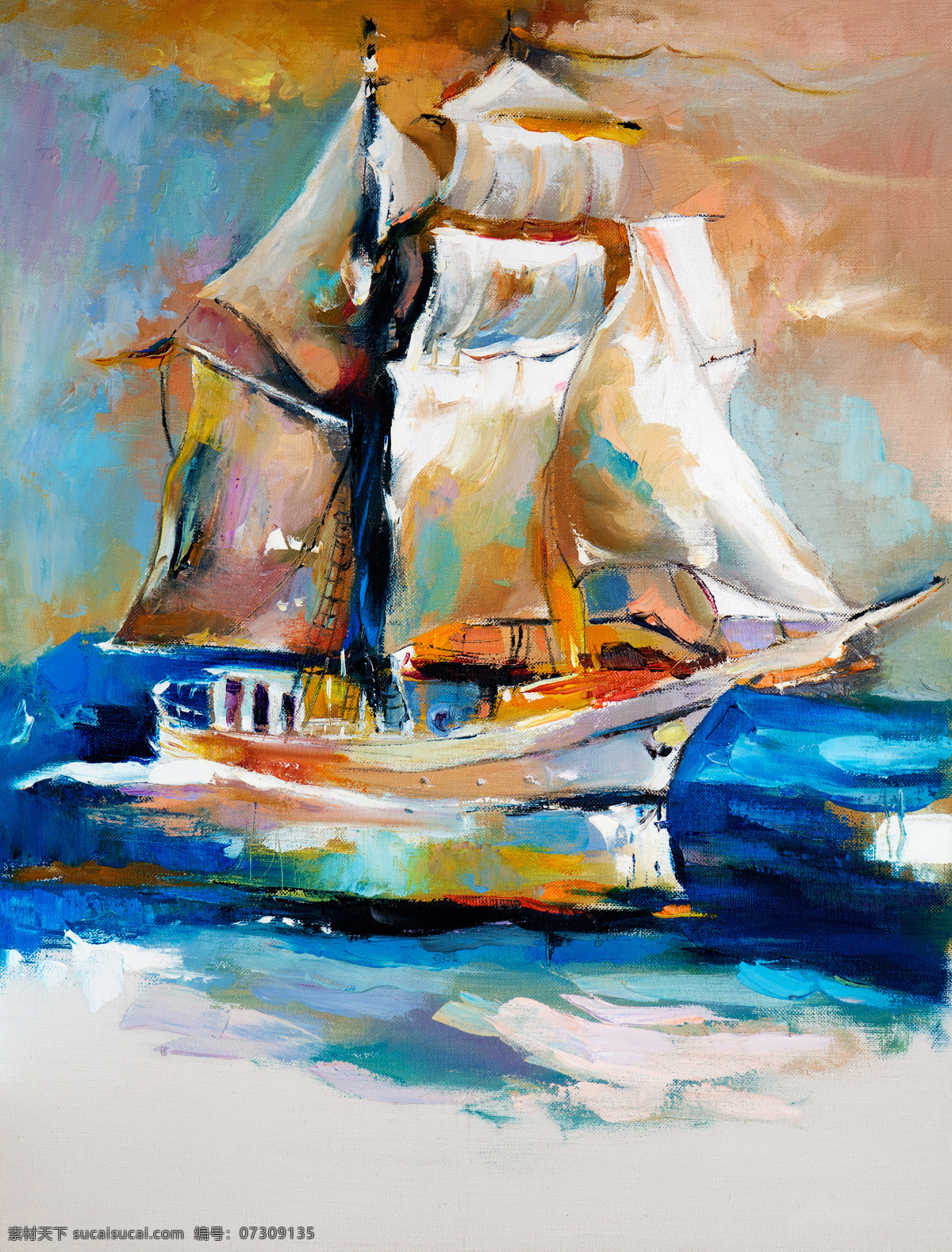 抽象 海面 帆船 油画 抽象画背景 风景画 装饰画 书画文 水彩画 无框画 绘画 书画文字 文化艺术