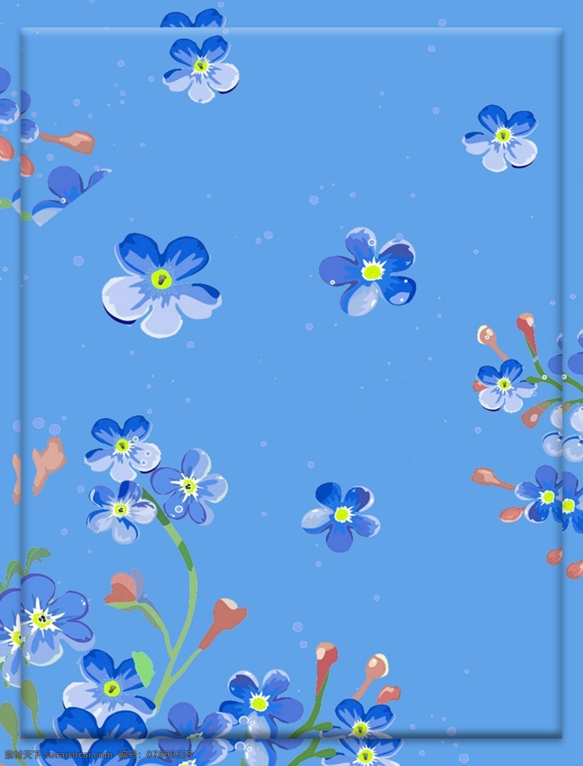 原创 手绘 蓝色 灵动 海洋 花朵 唯美 清新 背景 支持 环保 素雅 干净 花瓣 深海 广告背景
