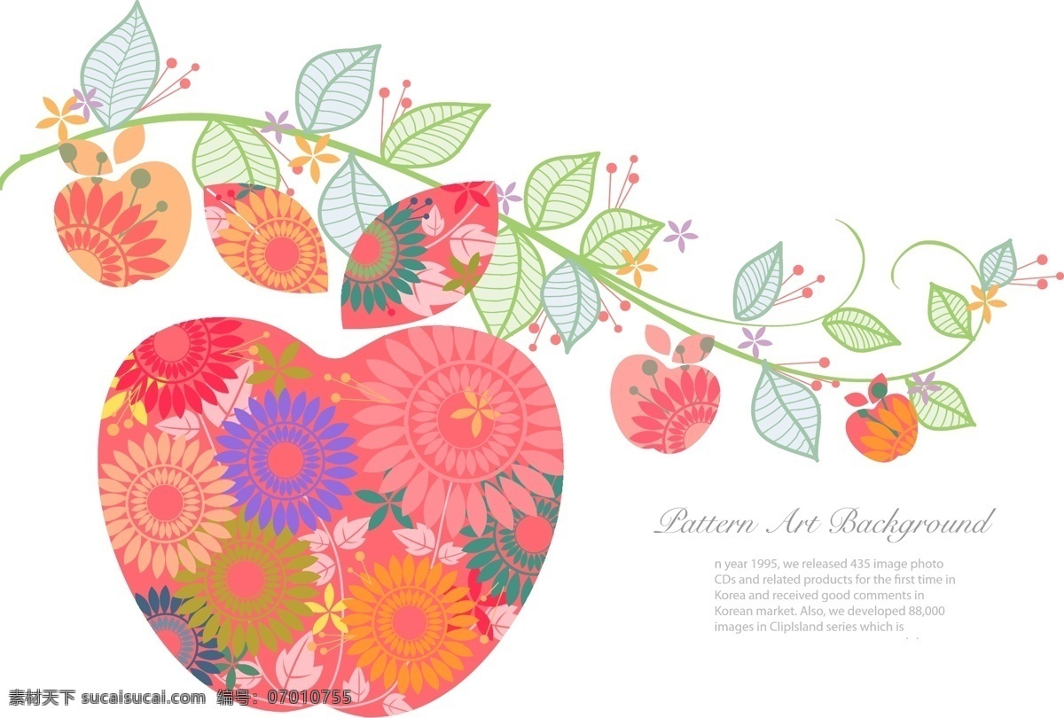 矢量 插画 苹果 花藤 矢量素材 矢量图 其他矢量图
