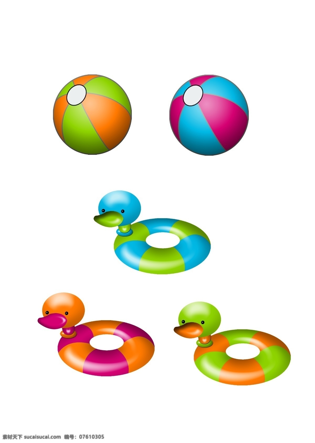 救生圈和水球 救生圈 水球 球 沙滩 玩具 卡通 鲜艳 分层
