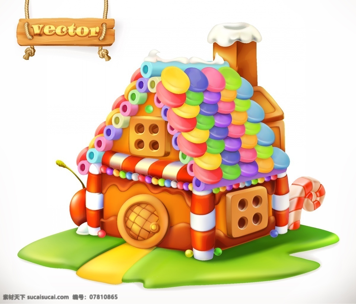 创意 可爱 糖果 插画 童话 甜蜜 甜品 房子 建筑