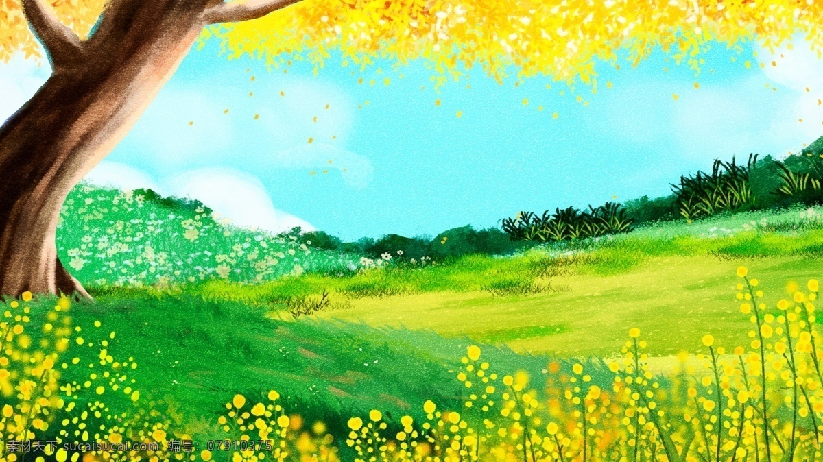 唯美 立夏 节气 花海 蓝天 立夏节气 夏季美景 夏天 唯美插画 插画 水彩 电商 淘宝 背景 春天 花草 画 蓝色 绿色 明信片 清新 手绘 树 浪漫 风景 日出 小清新 治愈系
